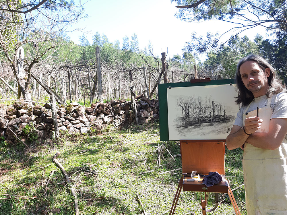 Pintor Alessandro Muller participa do ECOS, evento de expressões criativas no inverno de Maquiné